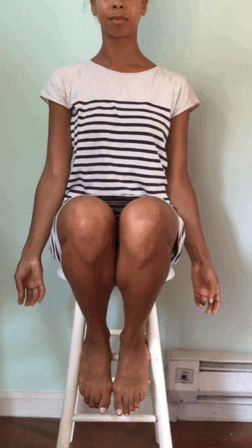 Instructions: -Find a comfortable place to sit, stand or lay down -Bring knees together to touch -Place LEFT hand on RIGHT shoulder -Take LEFT THUMB and place it on top of LEFT RING fingernail (will look like a mini circle) -Relax in this position for 2-5 minutes, establishing a nice tempo of breath -Switch arms/hand positions for opposite side. Keep knees together. 