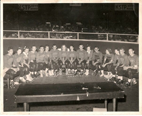 Photo credit: Unknown. CarcinoJen's grandfather is the 5th skater in from the righthand side, with the large grin on his face. 