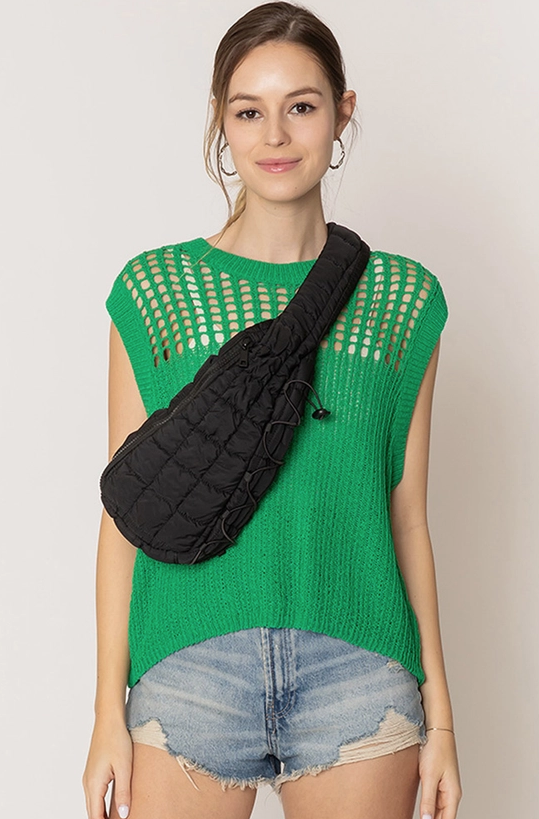 Solid Quilted Sling Bag