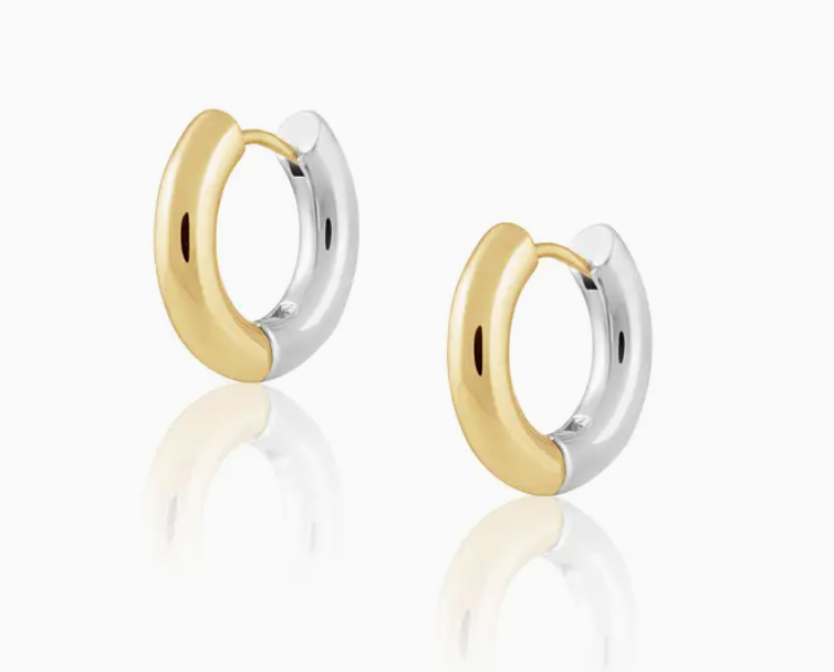 Gala Two-Tone 18k Gold Plated Hoop Earrings