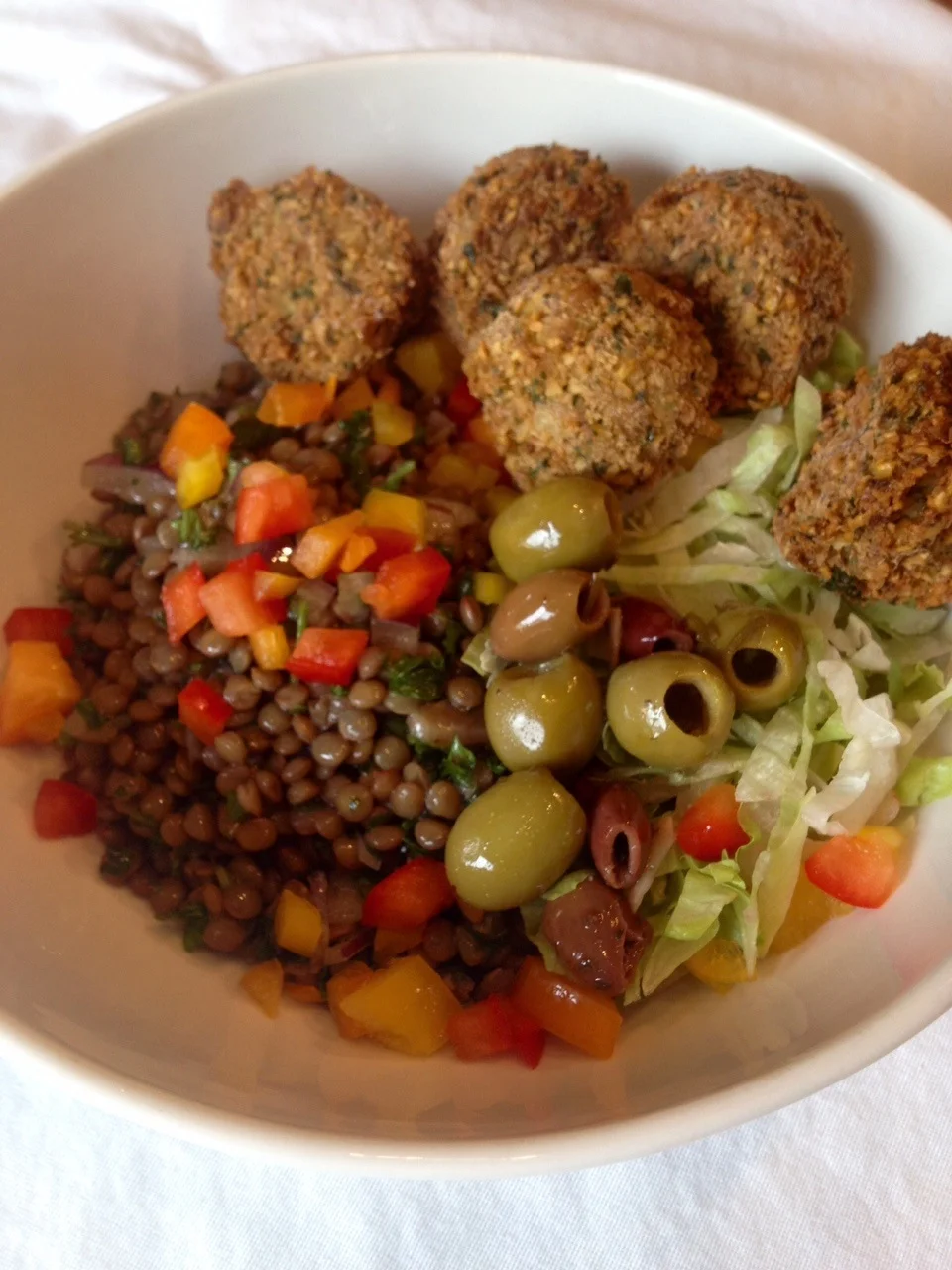 Lentil and Falafel bowl