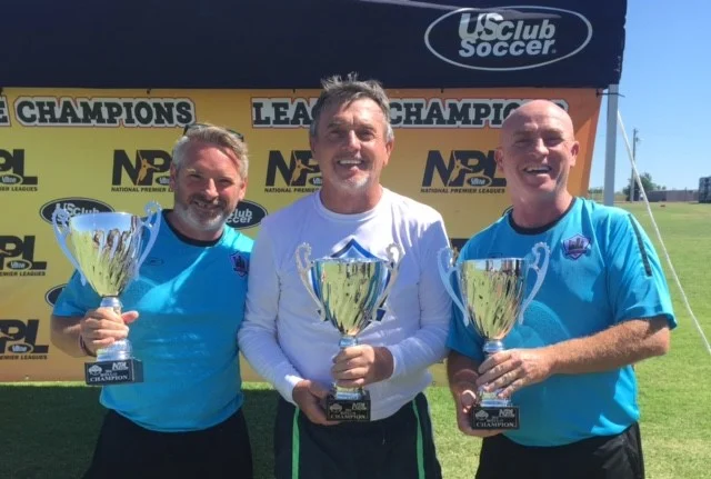 CITY FC Directors, Antony Penna (Storm FC), Paddy Gallagher and Paul Gallagher (Odyssey SC) with the NPL South Central Championship Trophies. Nationals will be played in Aurora, Colorado in July 2016. This years regional Final 4 is taking place in Houston, June 2017.