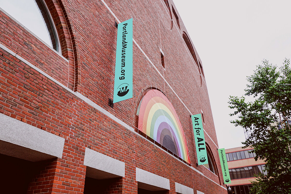 Exterior banners, Portland Museum of Art