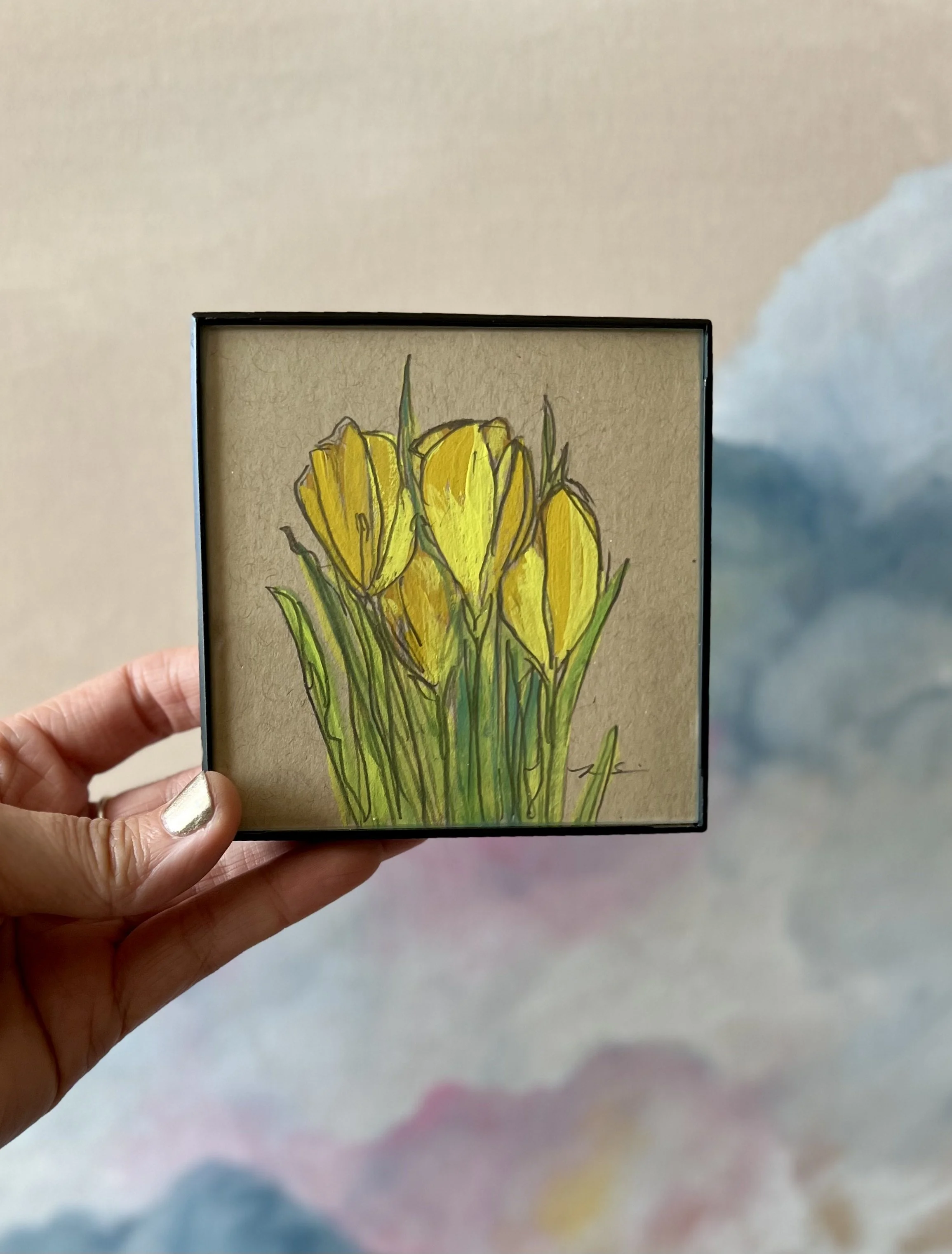 Florals Yellow Sketch Framed.jpeg