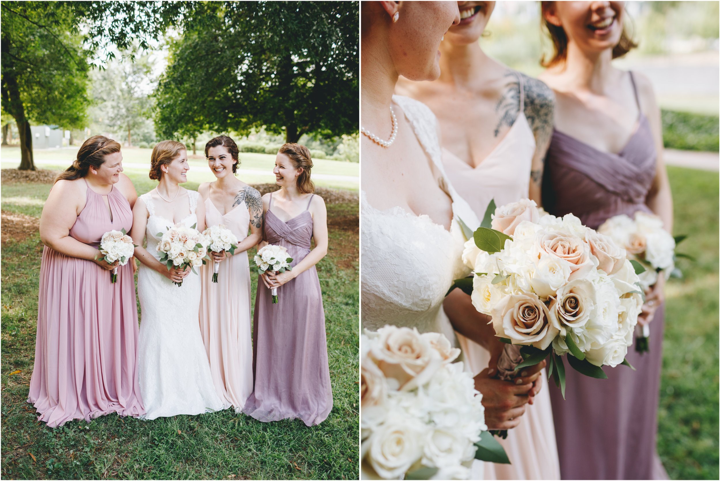 blush and violet bridal party