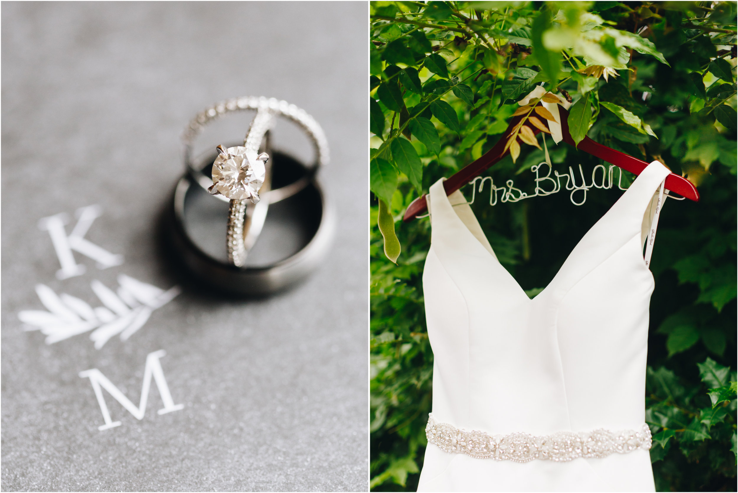 Wedding details, wedding rings, wedding hanger