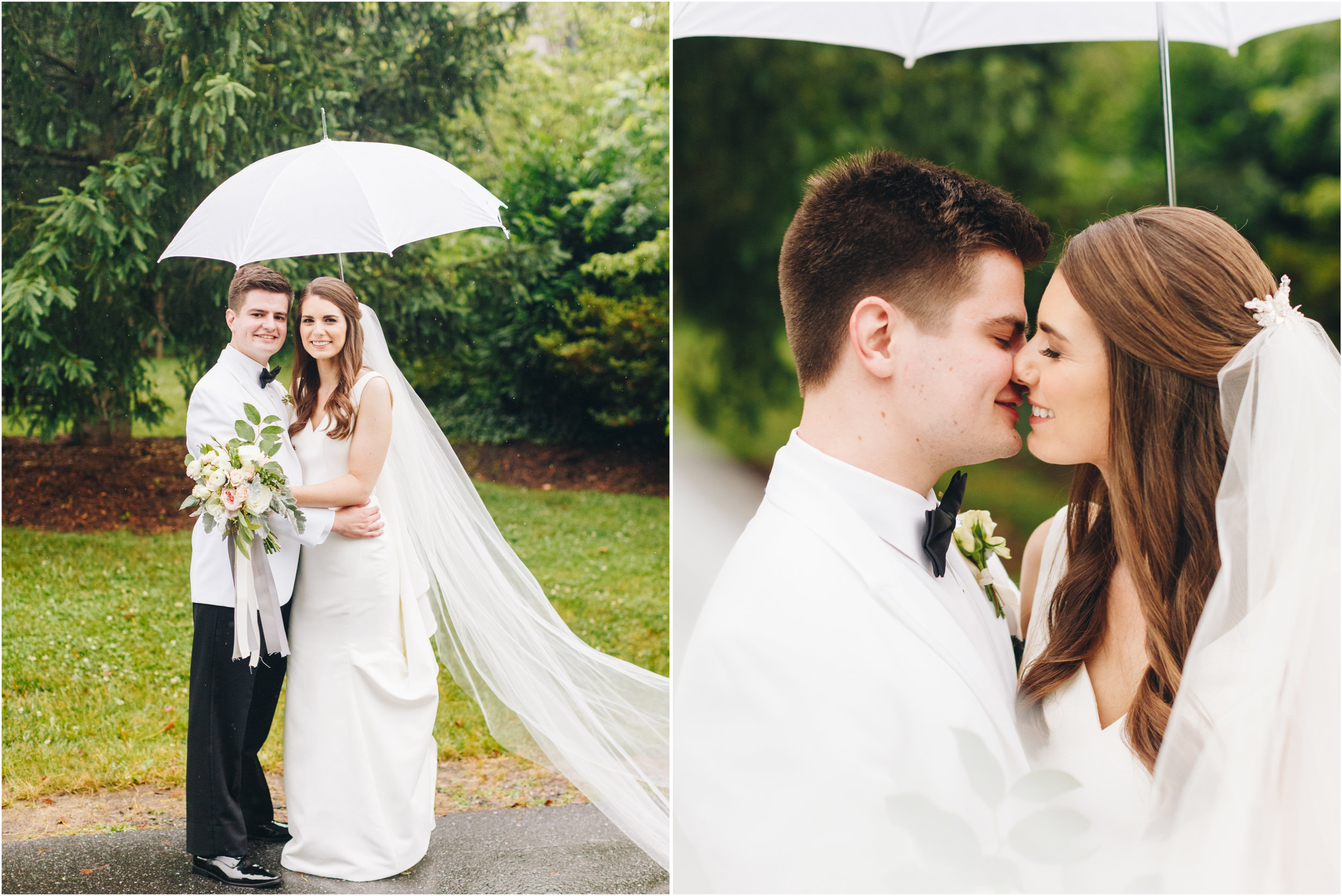 Wedding portraits in the rain