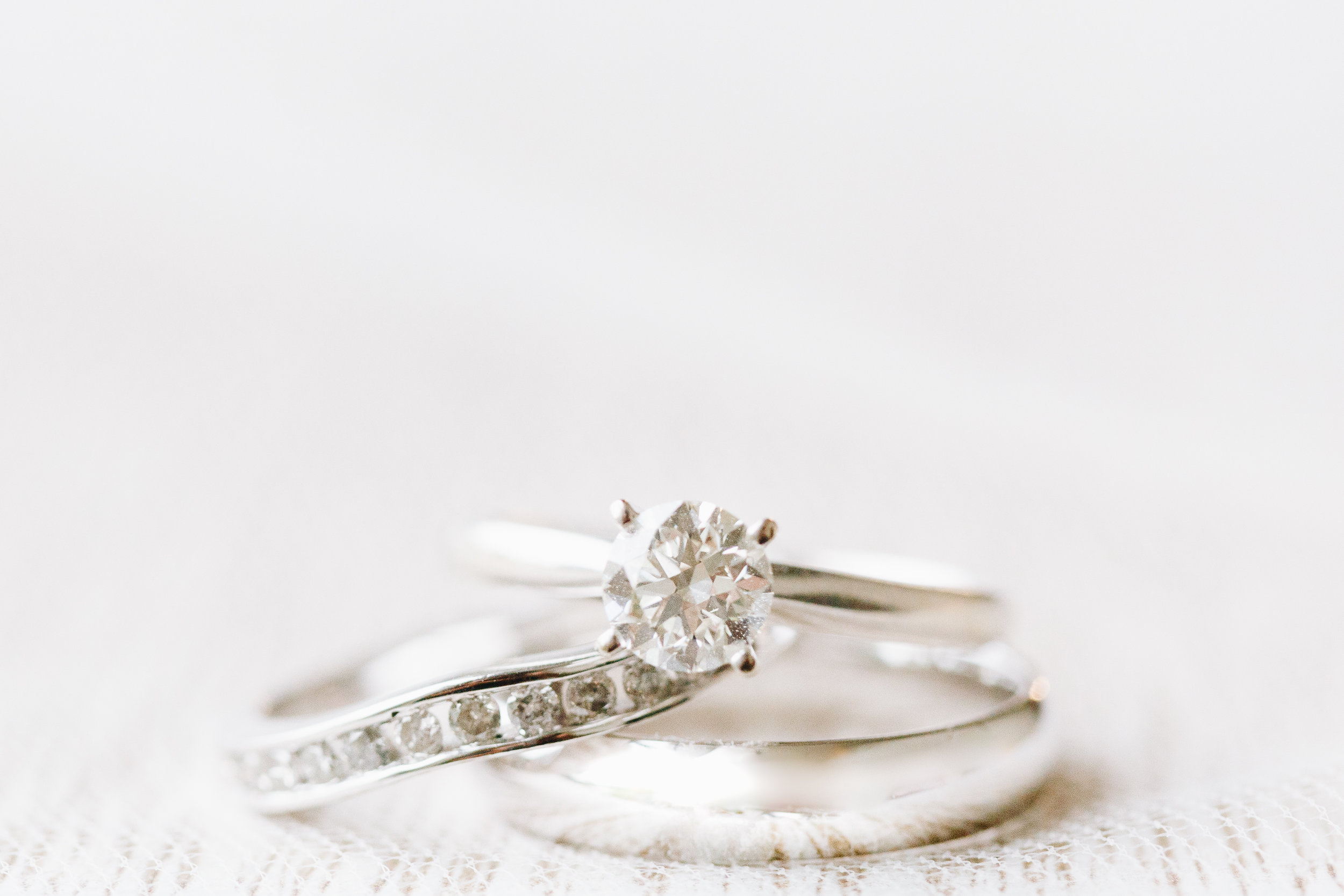 White Gold simple wedding ring set