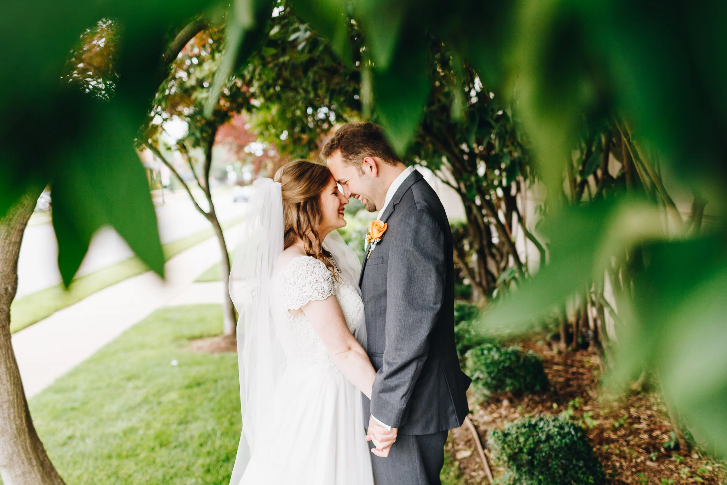 Joyful bride and groom portraits