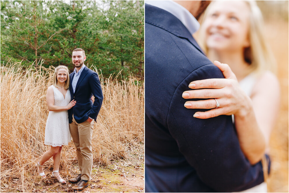 Fields and wooded engagement portraits