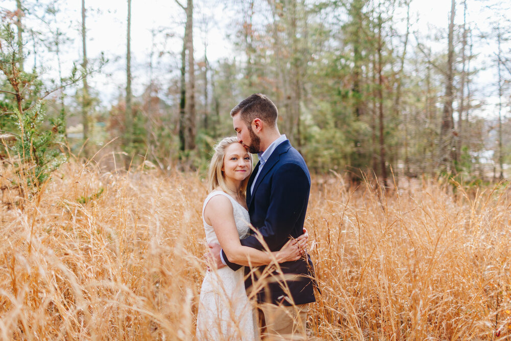 Fields and woods engagement portraits