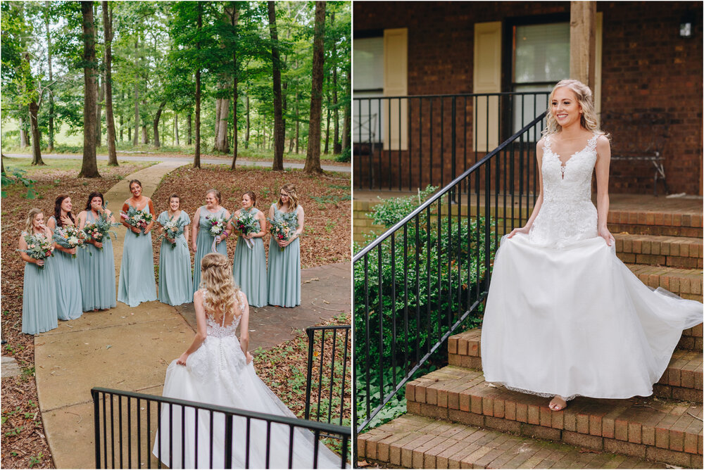 Bride's first look with Bridesmaids