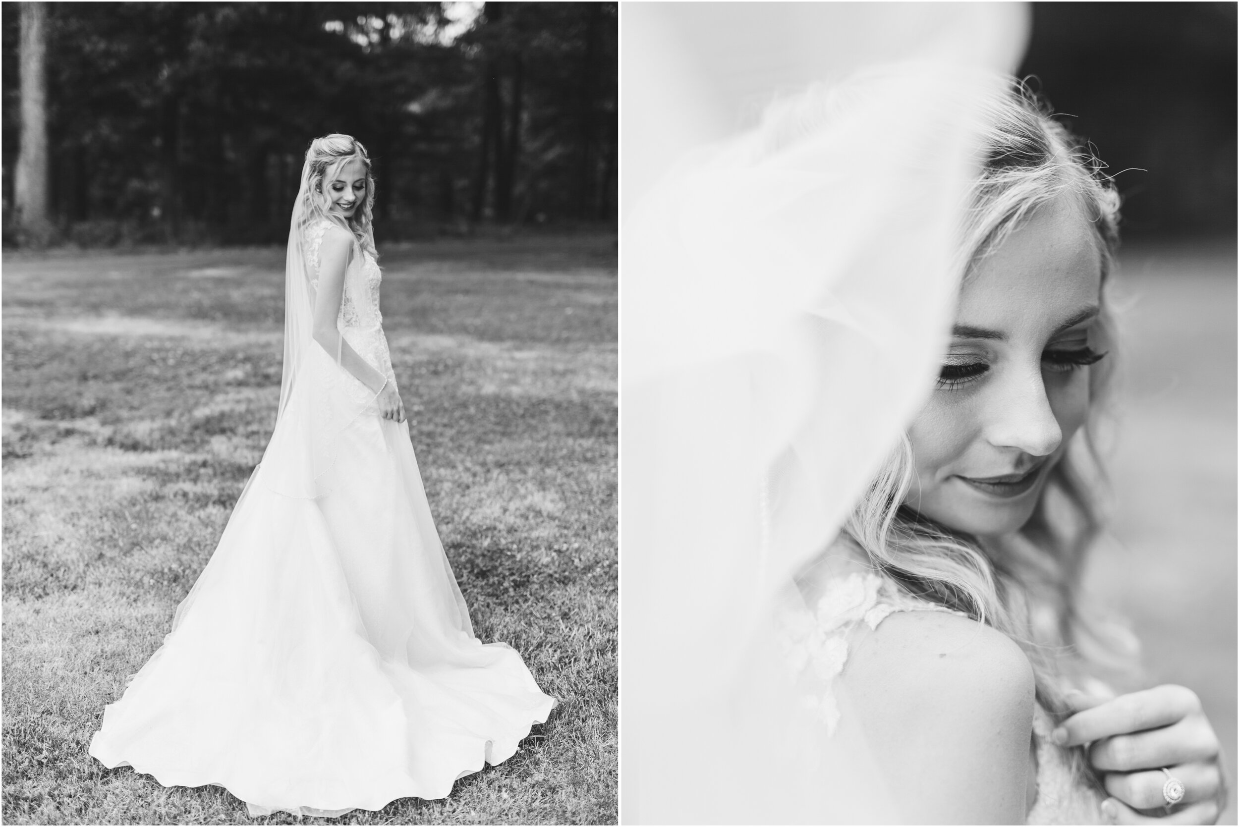 Black and white bridal portraits