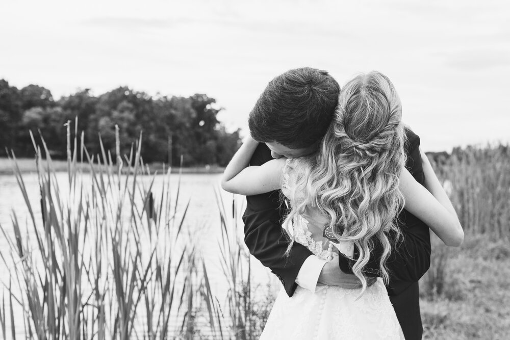 romantic tender hug on a wedding day