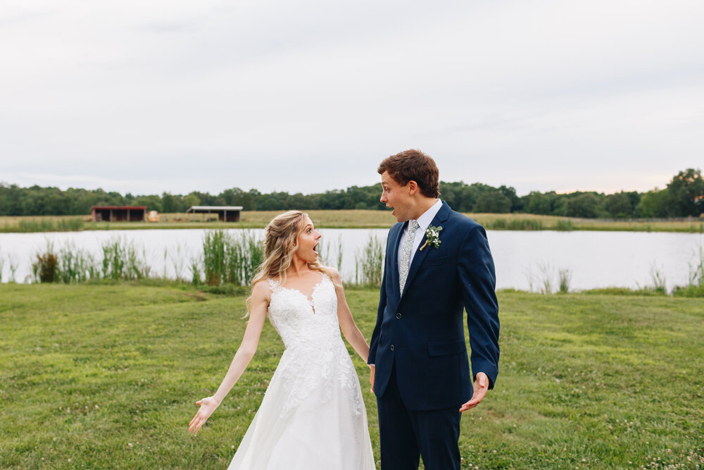 excited bride and groom portraits