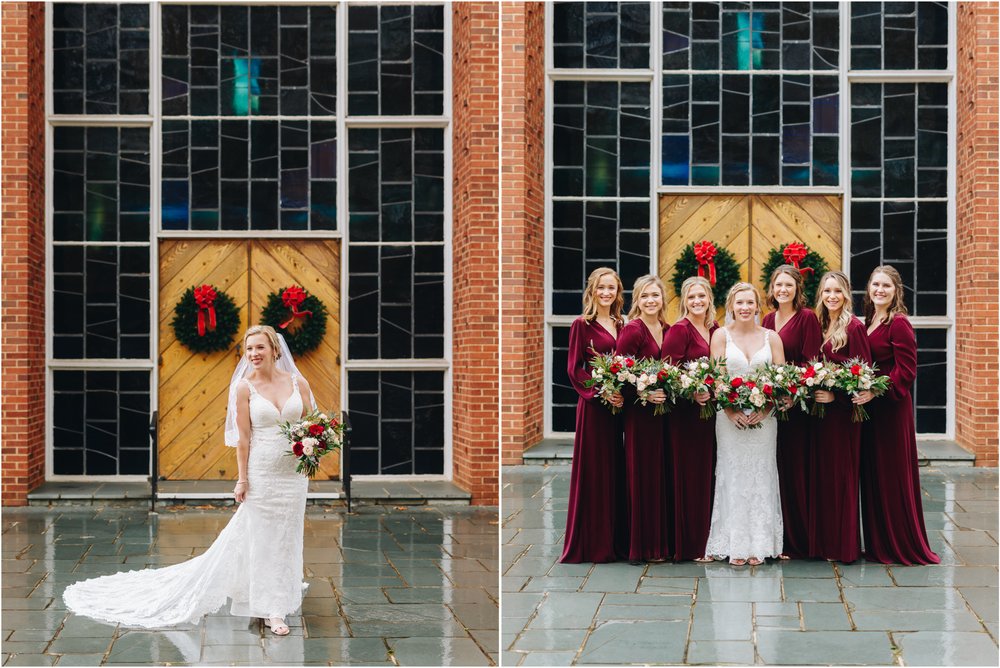 Bride and Bridesmaids portraits in church