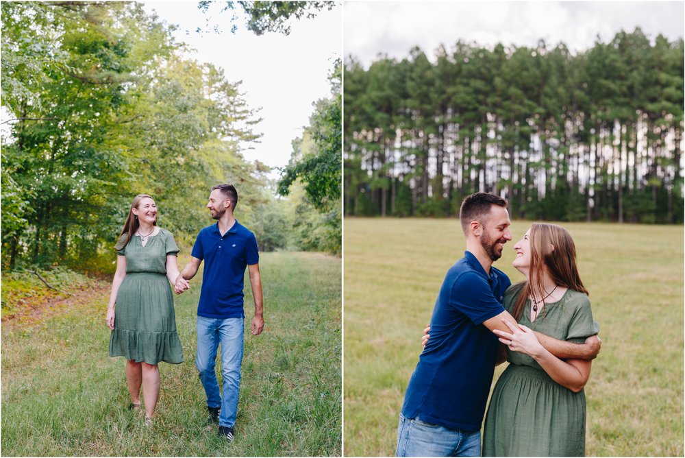 charlotte engagement photos in a field