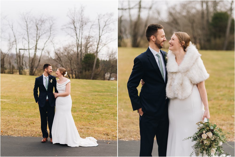 fur shawl wedding portraits