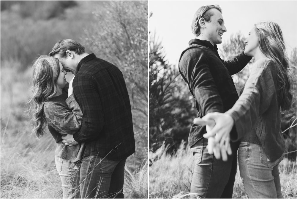 happy black and white engagement portraits