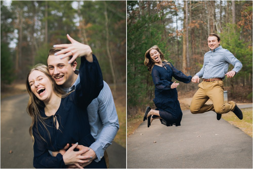 fun excited engagement portraits