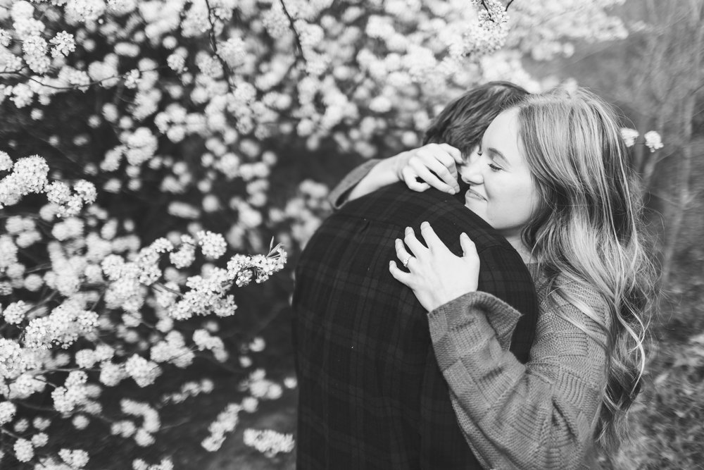 spring engagement session with flowers