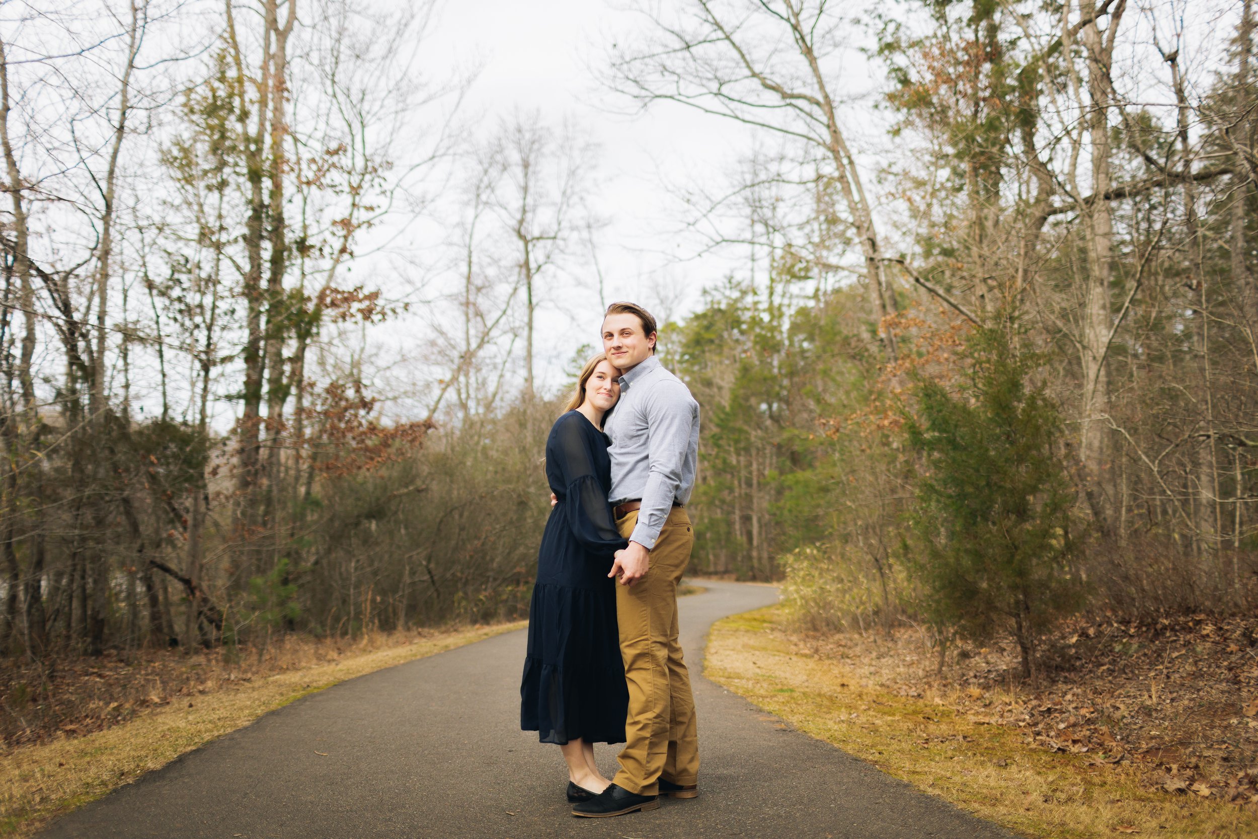 moody winter engagement portraits