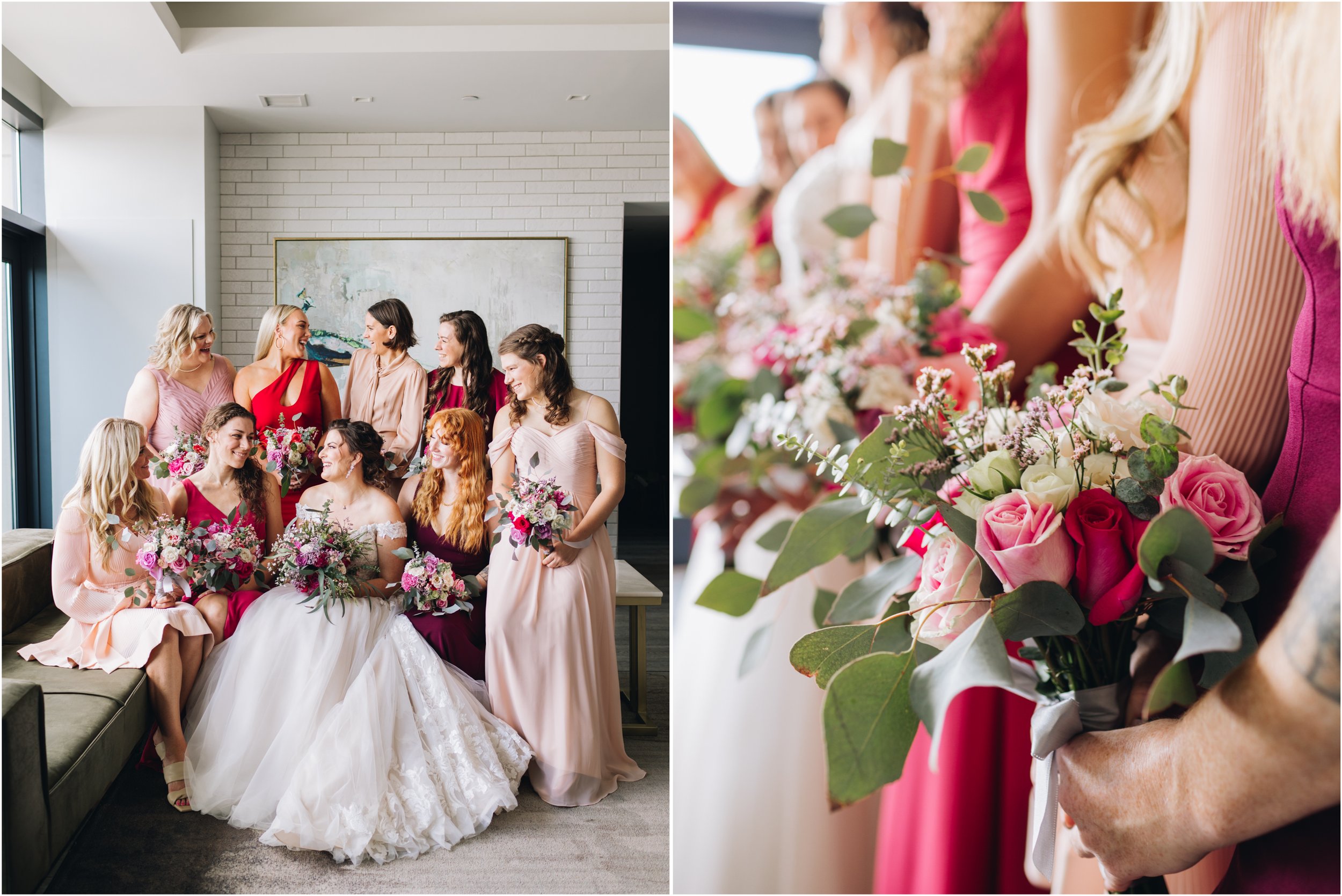 Blush dresses Bridal Party portraits