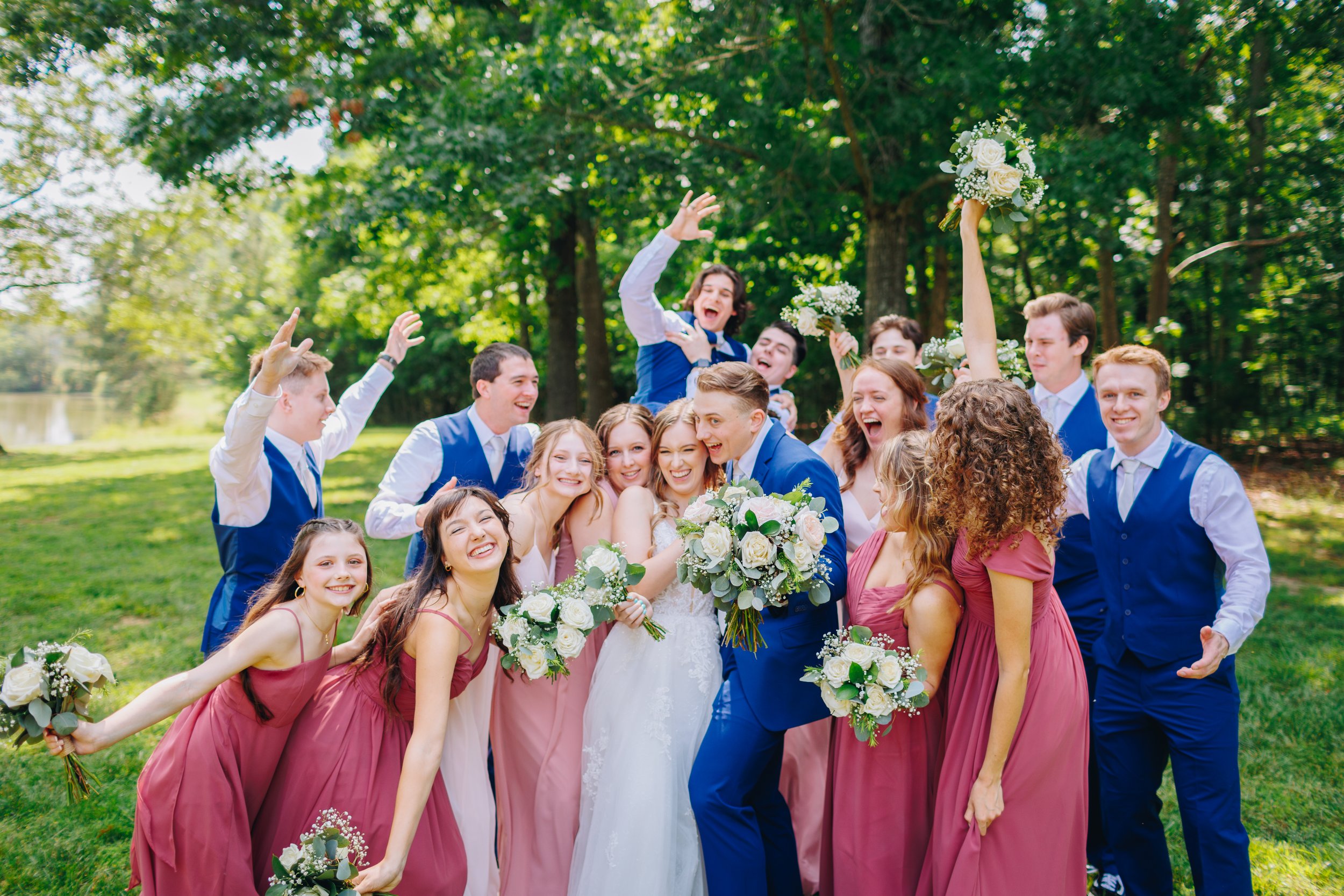 celebratory wedding party portraits