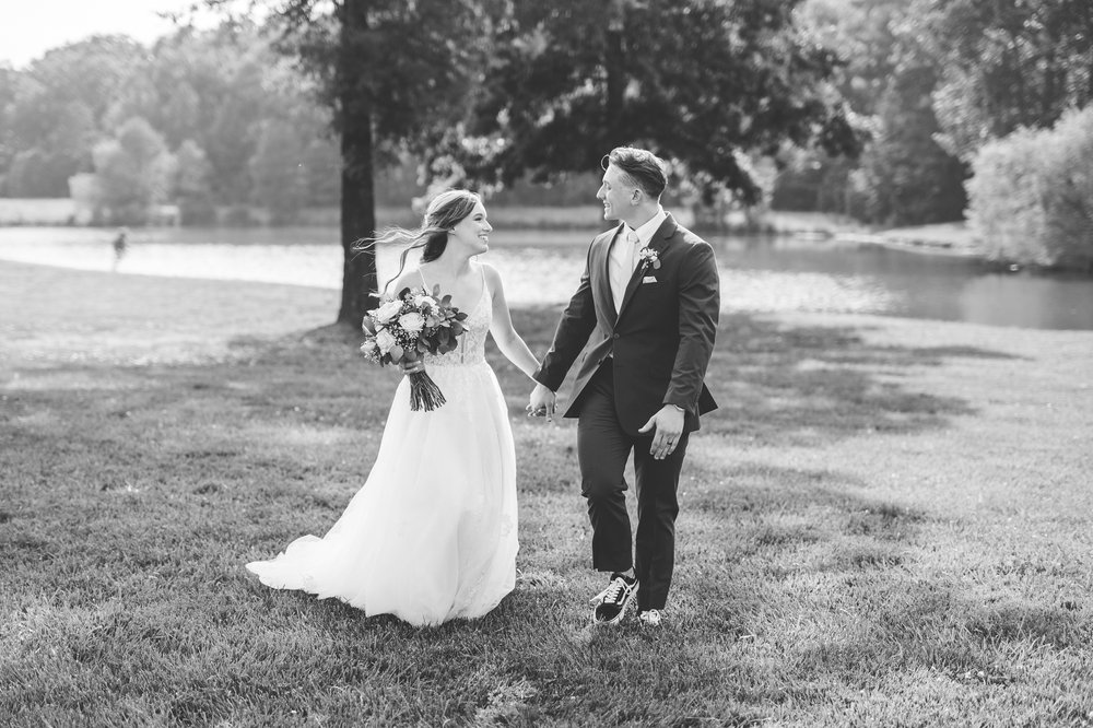 bride and groom black and white portraits