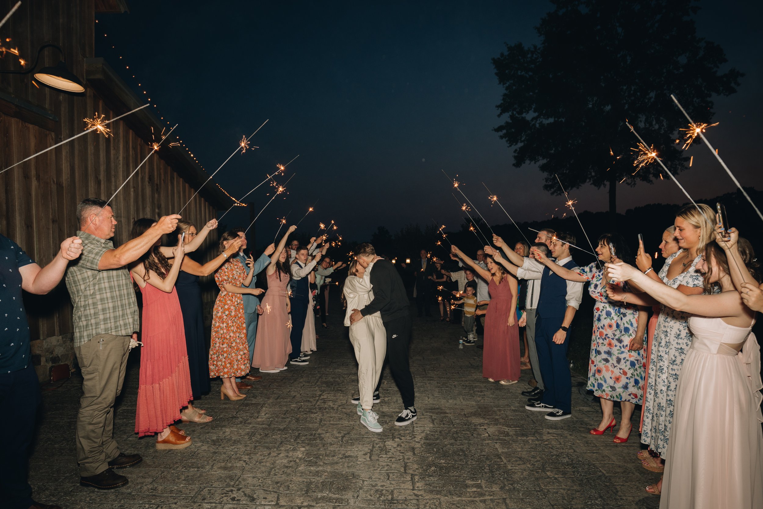 the farmstead wedding venue sparkler sendoff