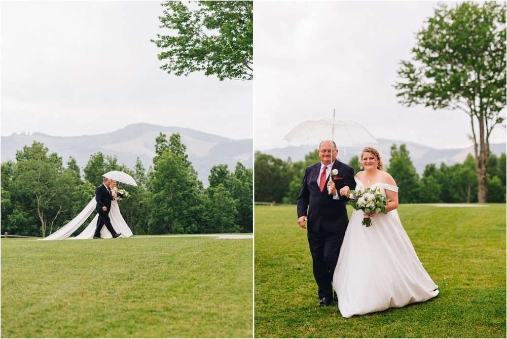 mountain wedding in the rain