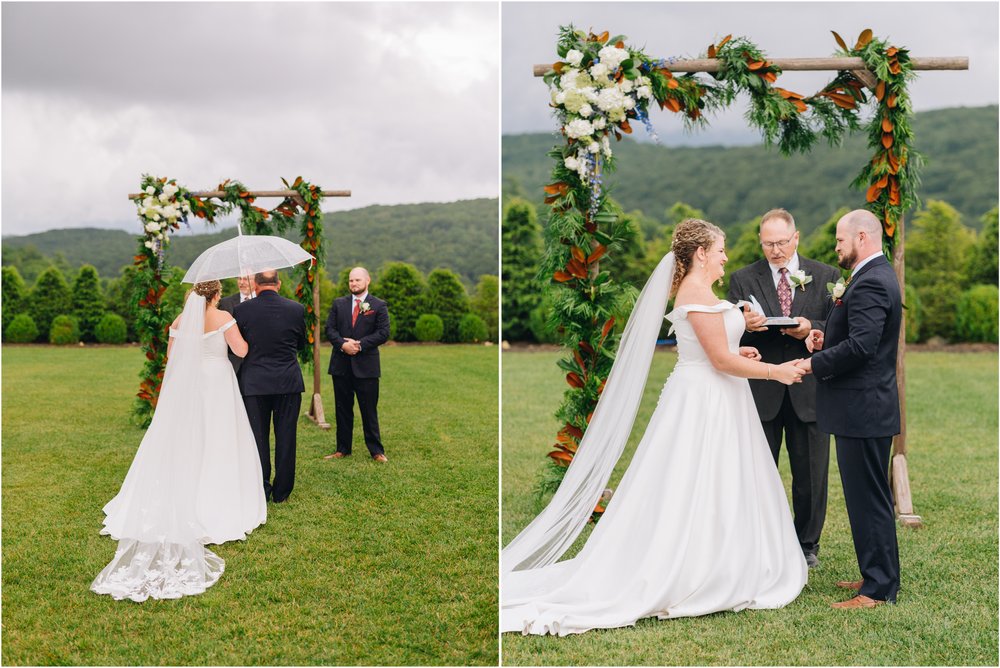mountain wedding in the rain