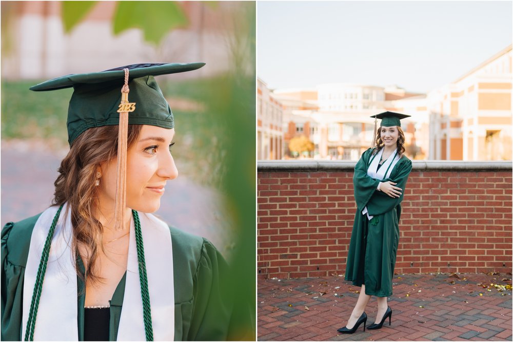 green gown college grad photos