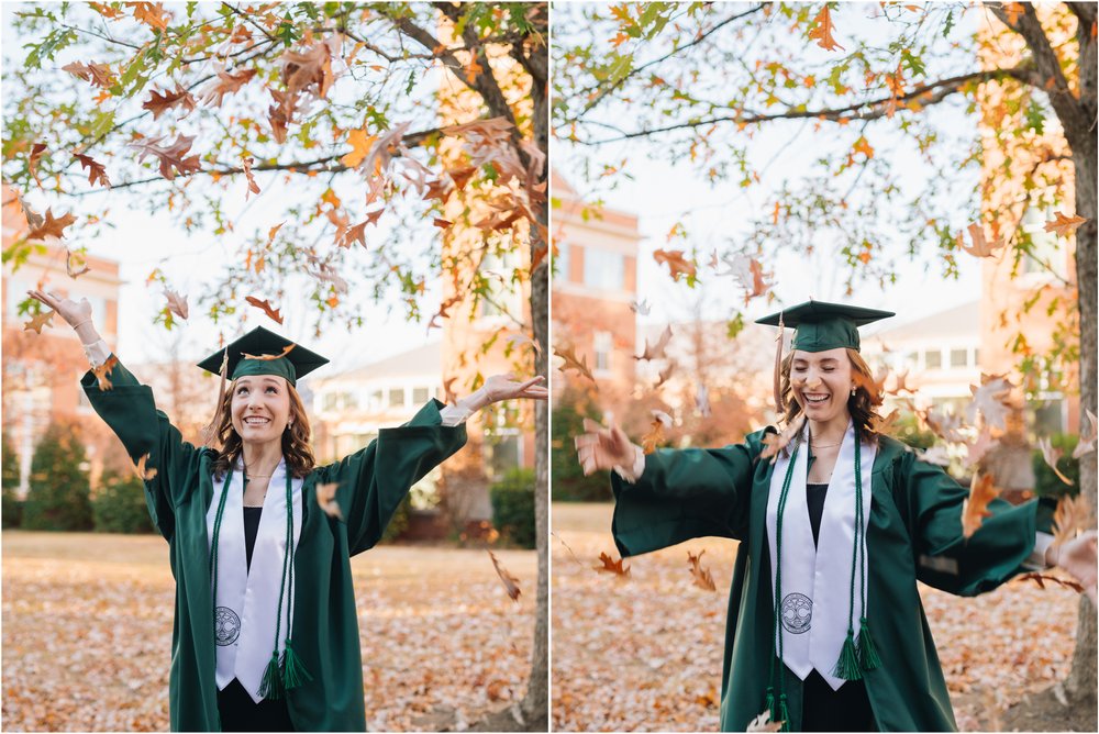 throwing leaves senior photos