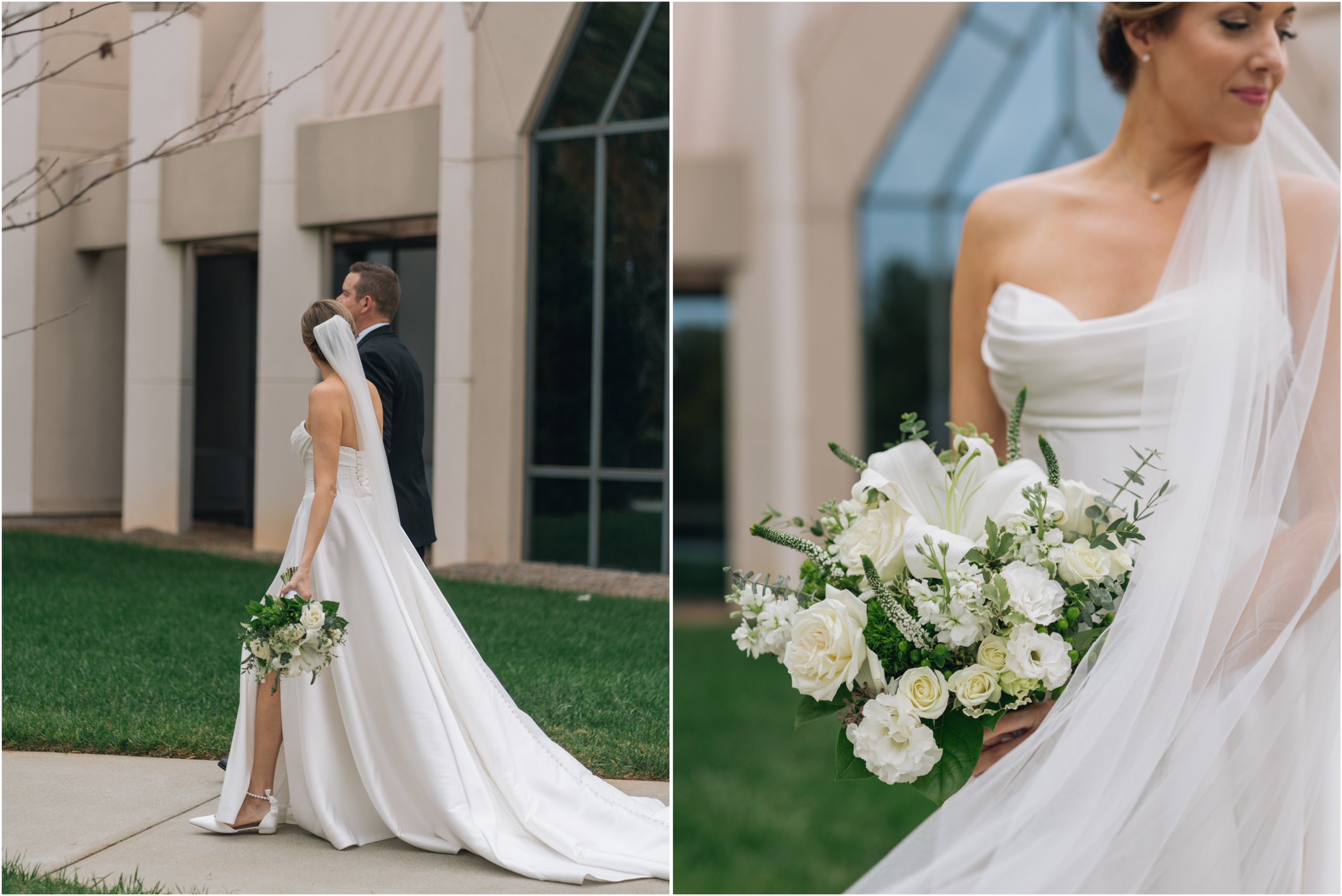 bridal portraits with a long veil