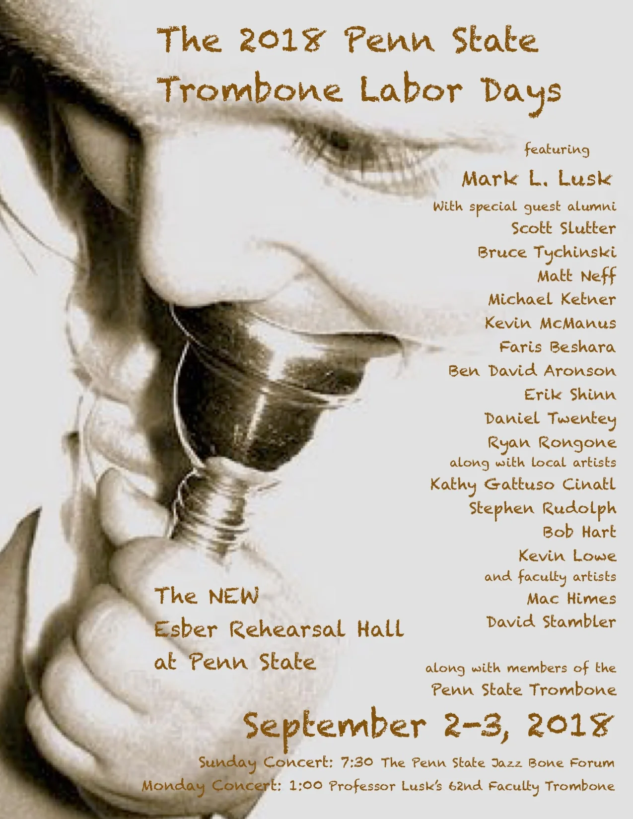 The 2018 Penn State Trombone Labor Days Poster