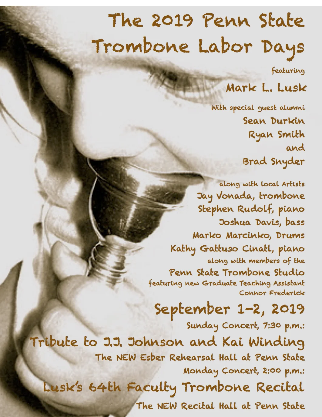 The 2018 Penn State Trombone Labor Days Poster