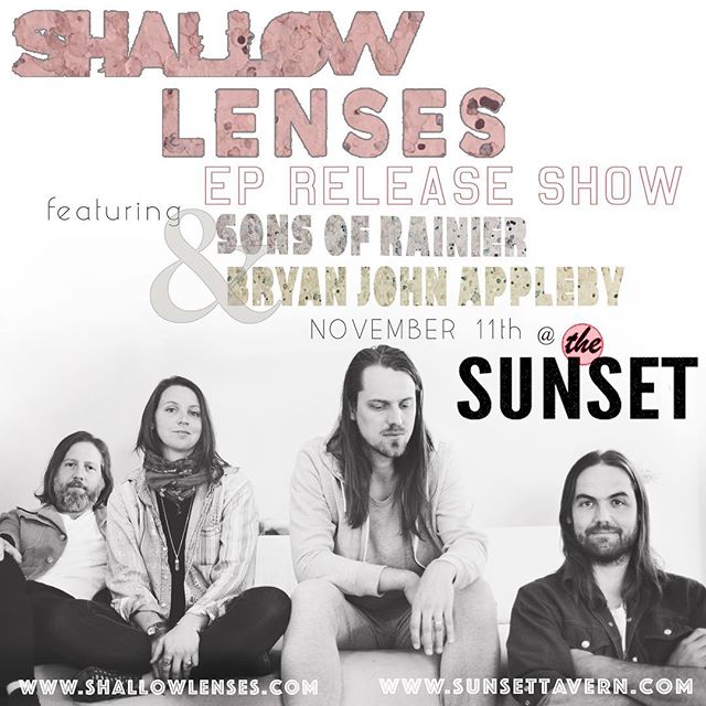 Releasing new music on November 11th and insanely lucky to have the support of two of the best there is, Bryan John Appleby and Dean Johnson's band Sons of Rainier.