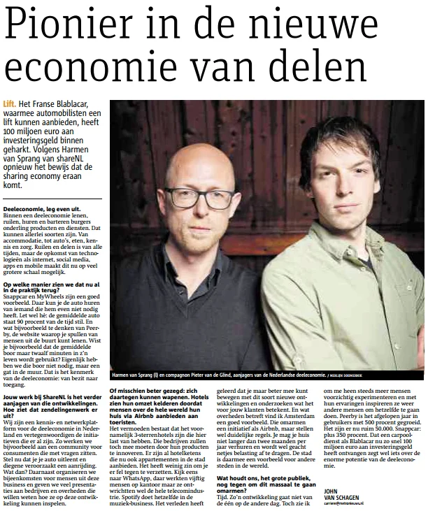 Metro: 'Pionier in de nieuwe economie van delen'