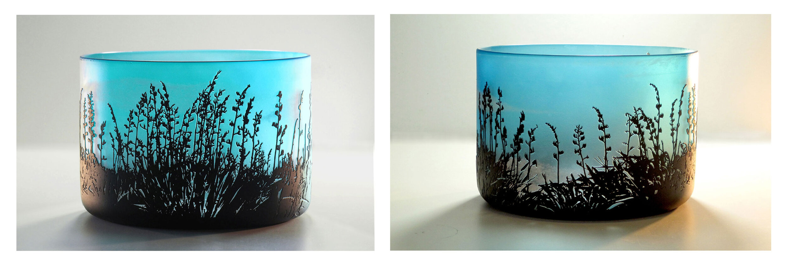 Blue Harakeke Bowl. Front and back.