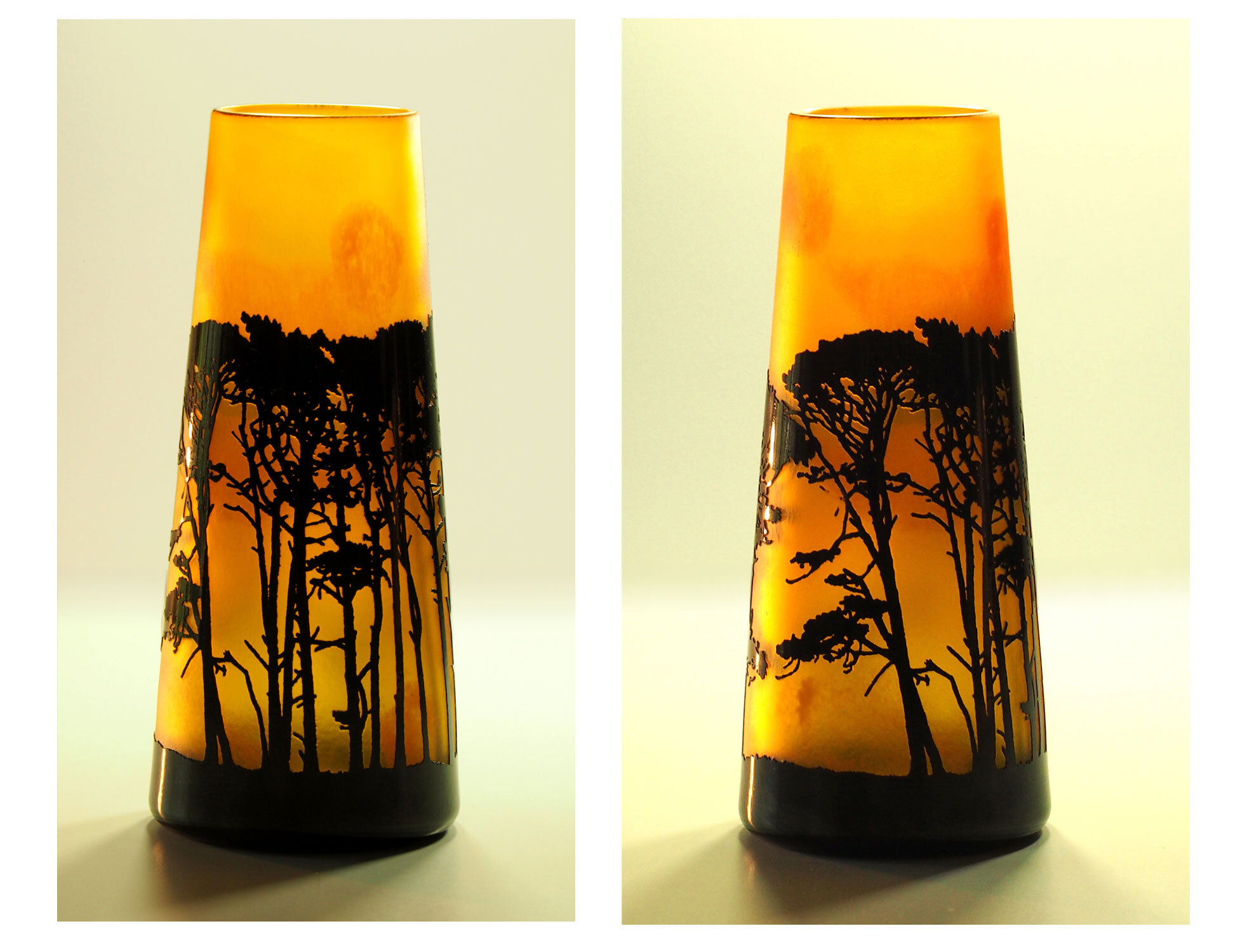 Pine sunset. Front and back.