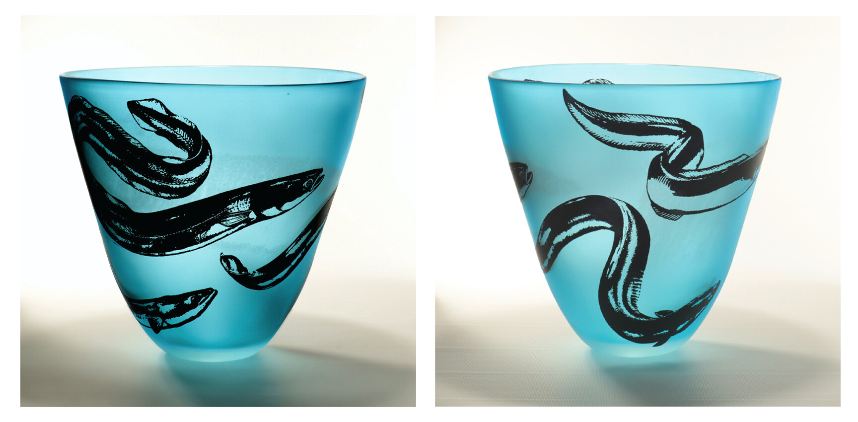 Blue Swimming Tuna (eels) bowl. Front and back.