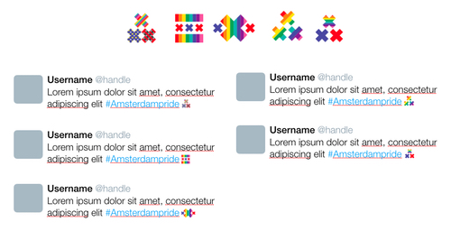 During the development process of the EuroPride rainbow flag emoji: different options of which we chose the 4th (also see below)