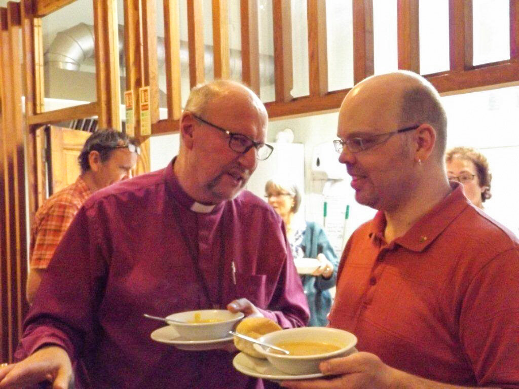 1 - Bishop of Liverpool Paul Bayes with St Bride's LGBT  Ministry Facilitator Warren Hartley.jpg