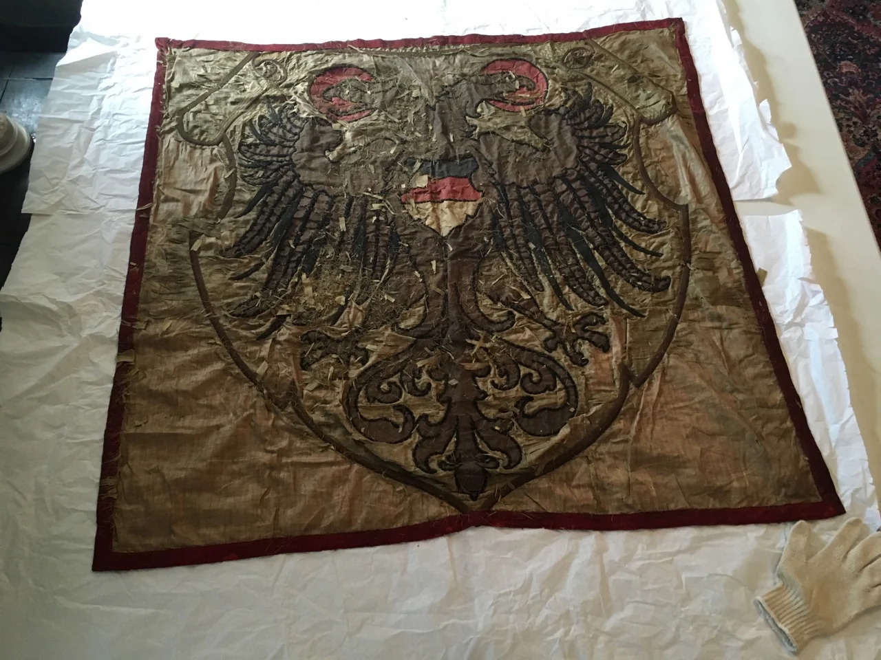 Silk flag carried at the silver wedding of Elizabeth of Austria
