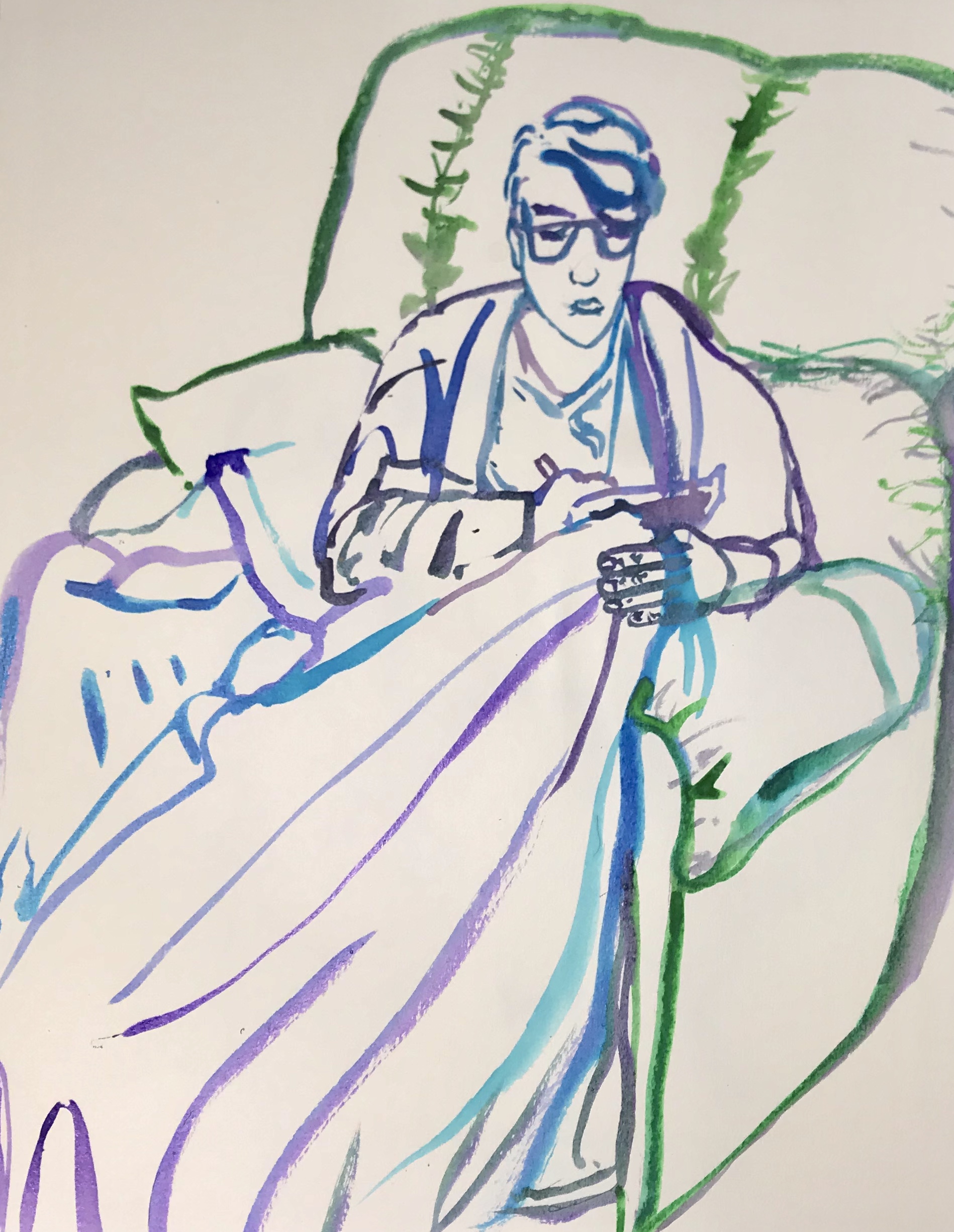 Jess Drawing on Thanksgiving Eve, 2018