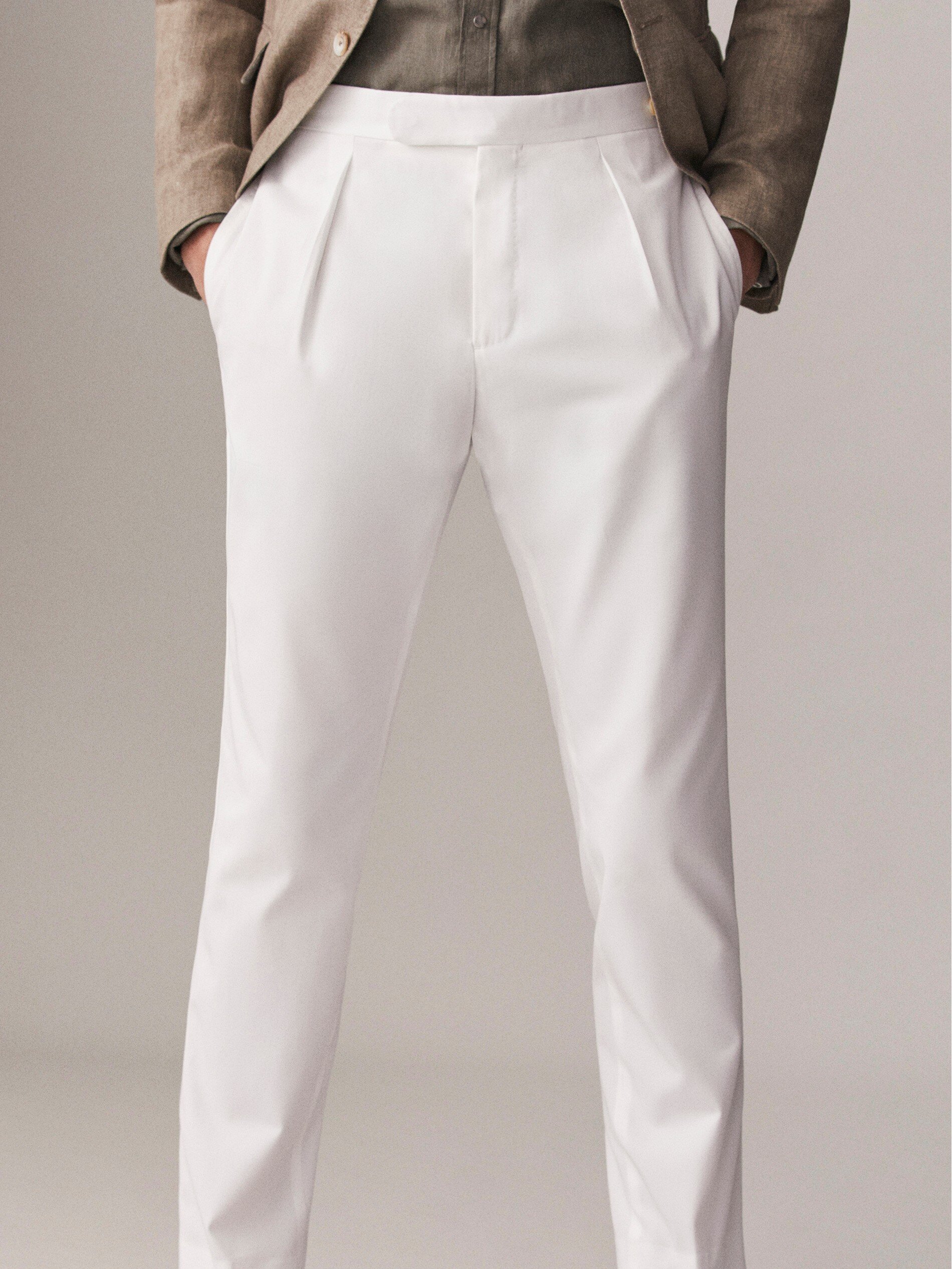 Cotton Trousers with Darts by Massimo Dutti