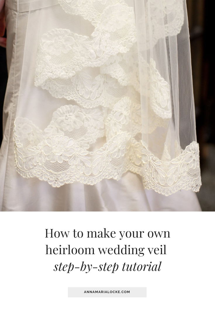 a step by step tutorial to make your own lace trimmed wedding veil with links to supplies needed