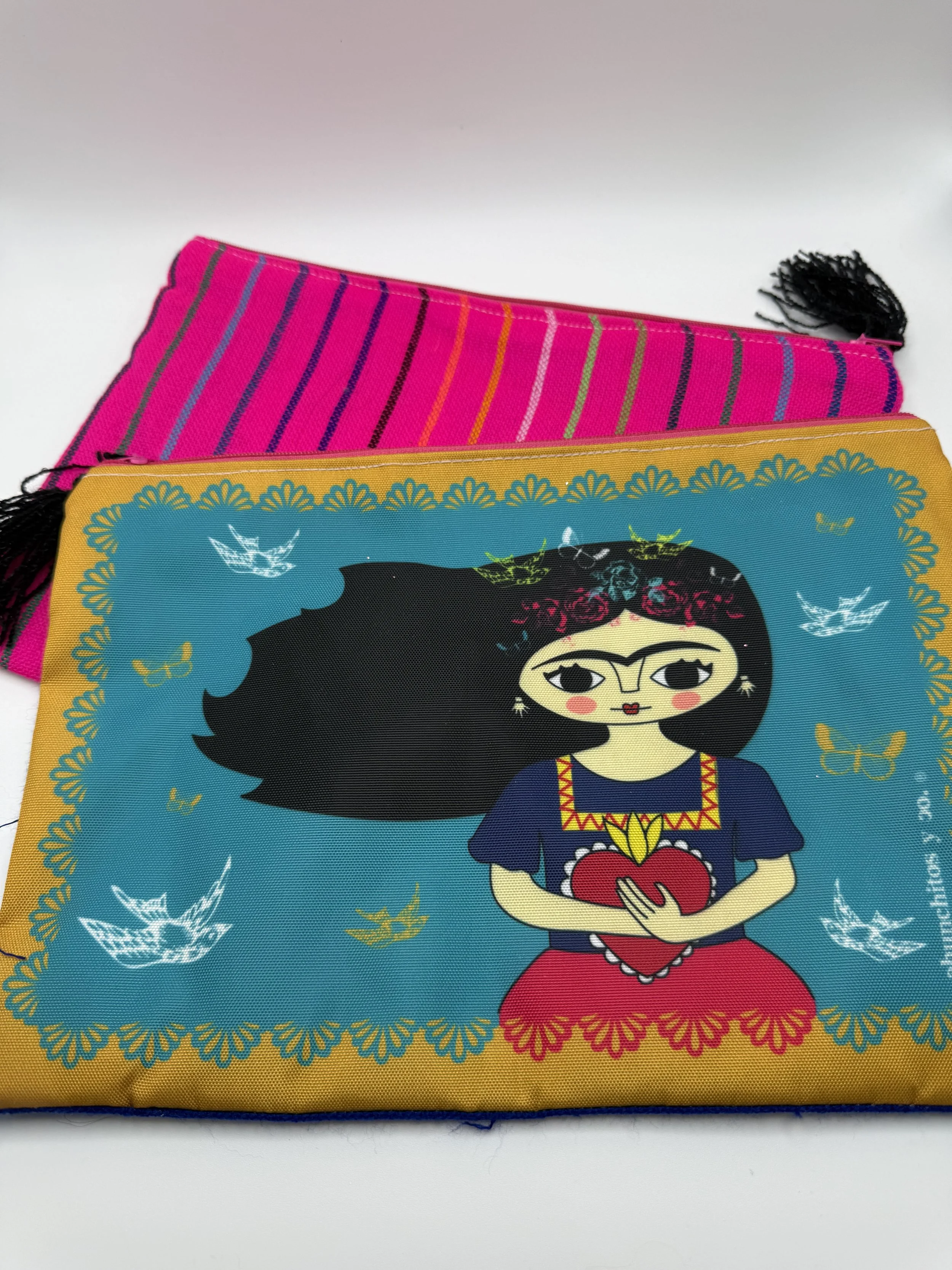 Frida Kahlo Handmade Zipper Pouch – Vibrant & Authentic