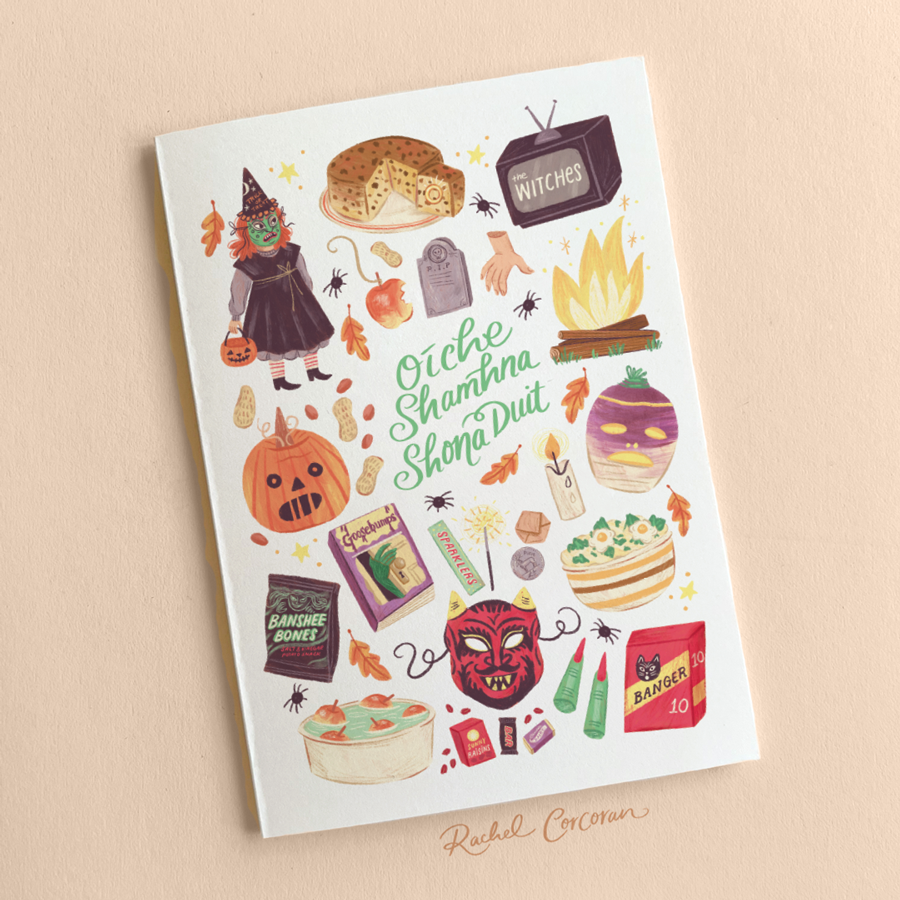 Oíche Shamhna | Halloween - Irish Language Greeting Card | As Gaeilge, image size:900x900